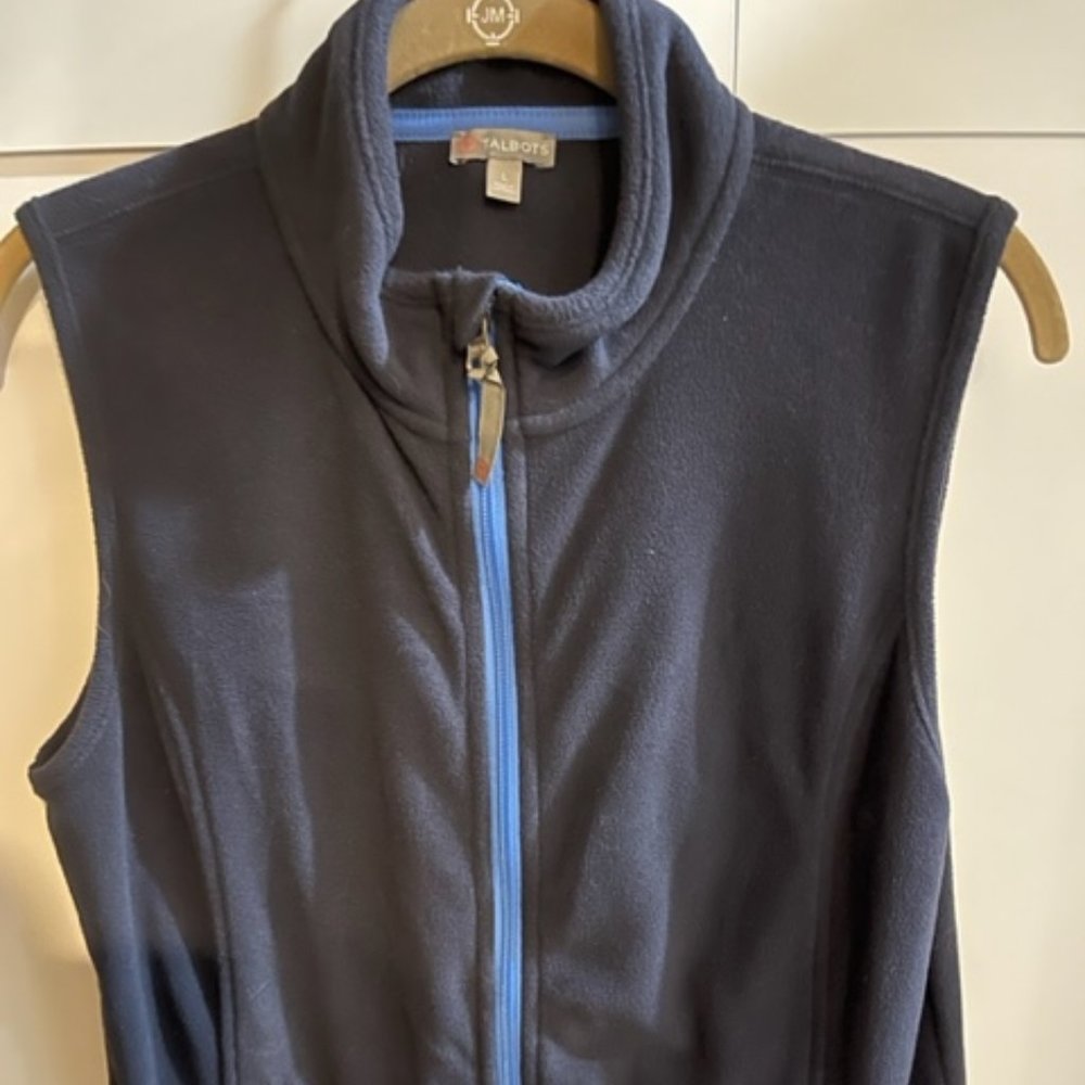 Talbots Navy Blue Fleece Vest large